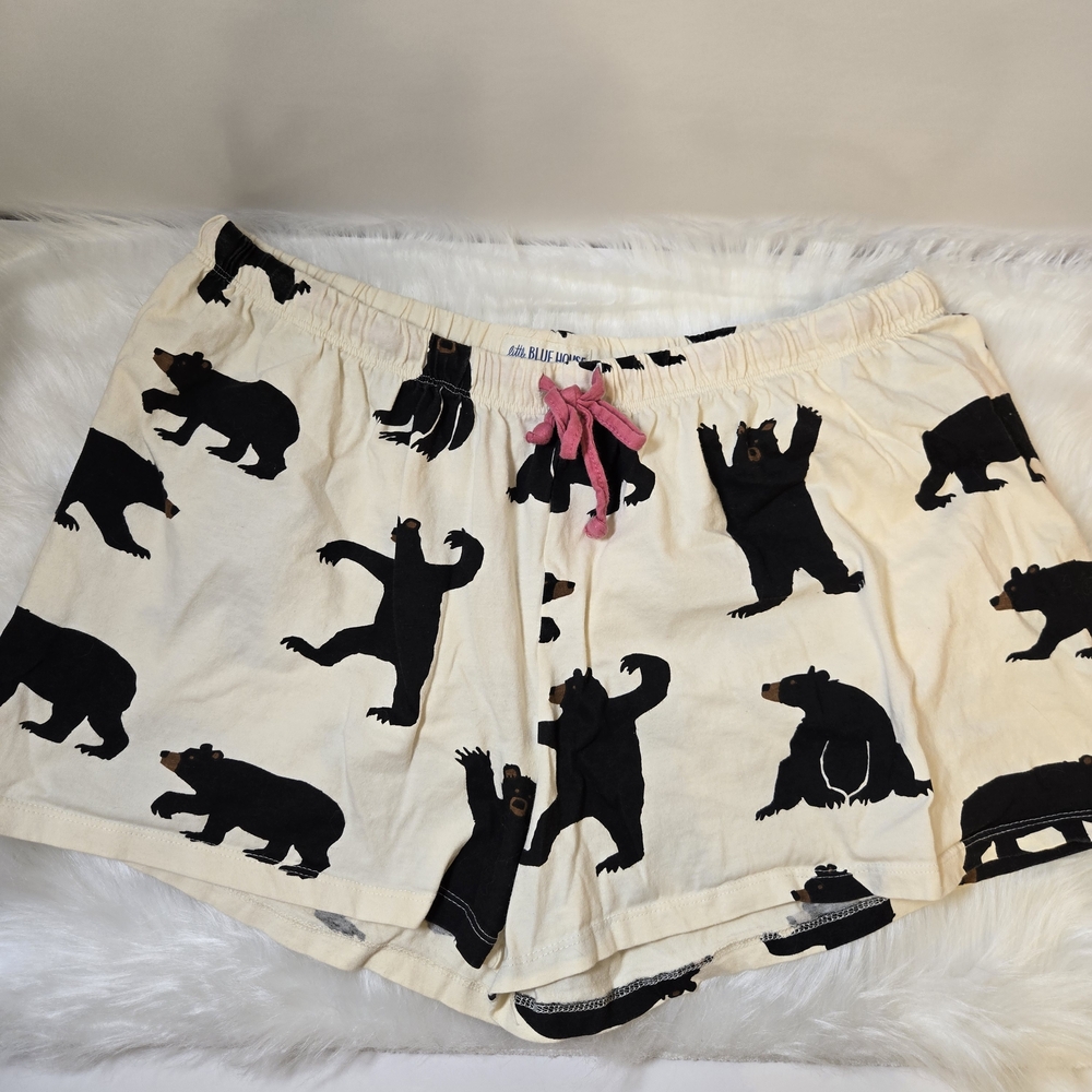 Size Large Black Bear Print Women's Pajama Shorts Hatley Little Blue House
